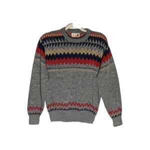 Vintage Pendleton Sweater Men's Size M 100% Wool Pullover Gray USA Lobo Grandpa